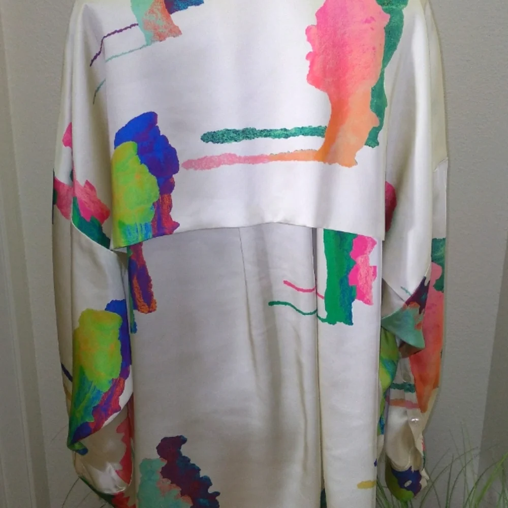 H&M STUDIO 2020 Women's MultiColor Abstract Print Long Sleeve Blouse- Size S - Picture 11 of 14